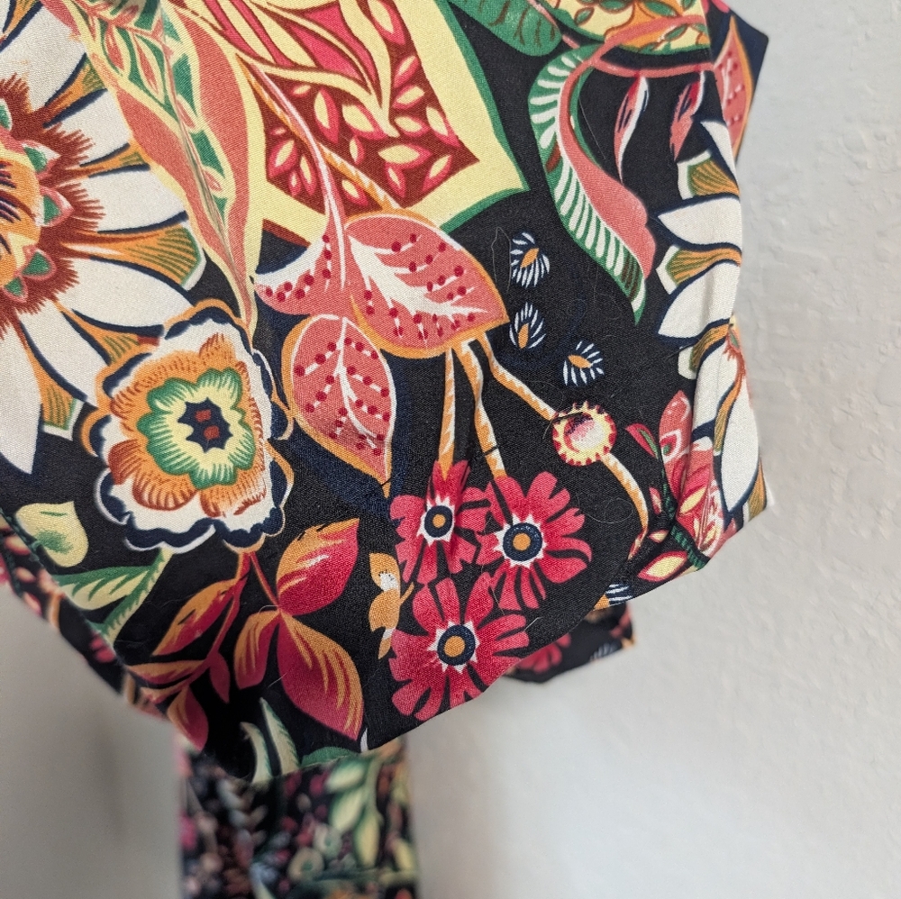 handmase Wide Leg Floral Print Women's Pants Xs Pull On Stretch Boho IndieSleaze - Picture 8 of 8